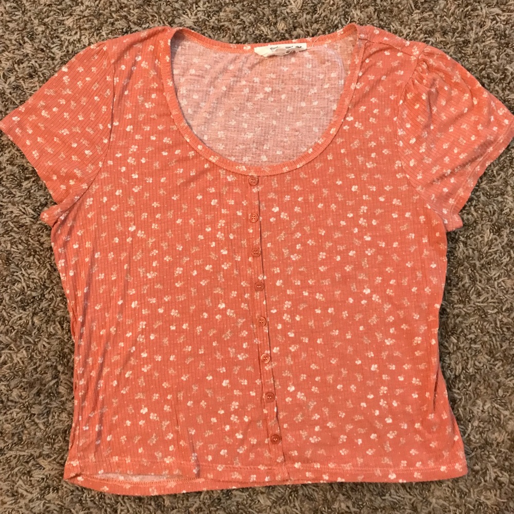 Hippie Rose peach floral crop top